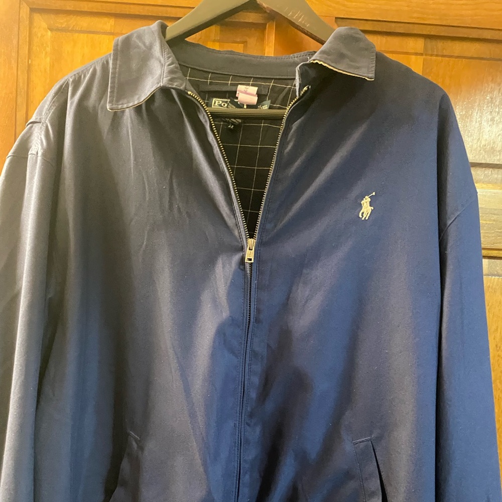 Navy Blue Harrington plaid jacket XXL
